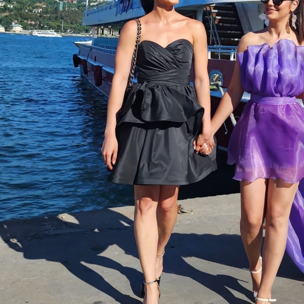 Black strapless evening gown from Turkish brand “Say” in size S.